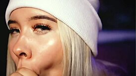 feeling so aroused as this beautiful blonde latina demonstrates her deepthroat skills on that big cock