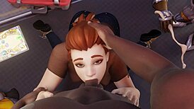 Brigitte from Overwatch loves sucking cock and taking it in group action