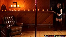 pole dancing teen lesbians perform scissoring and squirting pussy juice