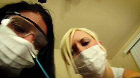 pov double handjob by alexis rain and fifi foxx as dental assistants