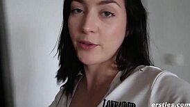 Our intimate self pleasure session with Domino in stockings and a mirror view