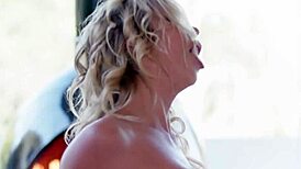 Busty woman works her tongue on young woman's tasty area