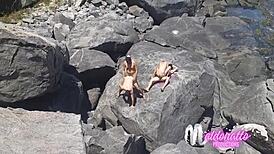 damn, crossdressers banging bareback on a public rio beach