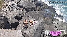 damn, crossdressers banging bareback on a public rio beach