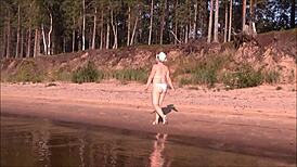 Juicy Milf Shows Big Ass in White Bikini