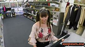 pigtailed asian girl sells her samurai and gets boned by the pawn guy on hidden cam
