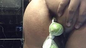 Young teen explores anal with toys