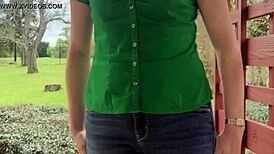 She changes clothes outdoors