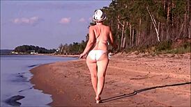 Juicy Milf Shows Big Ass in White Bikini