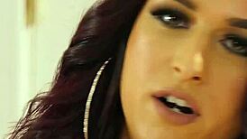 sexy big tits babe bounces on shemale's monster cock, loving it