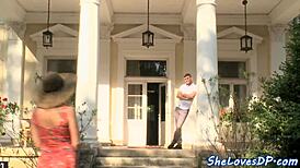 big tits babe doggystyled and double penetrated