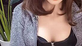 Cute japanese ladyboy jerks off in cat ears 😻