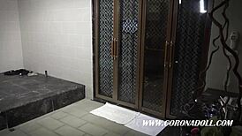 Feeling so turned on watching this rubber doll bound tight in latex outdoors