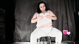 Cougar squirts in white pants