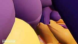 Big tits shemale with monster cock titty fucks and orgasms in nightclub orgy.