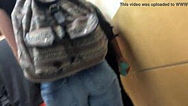 hidden camera catches candid ass voyeur moment in public