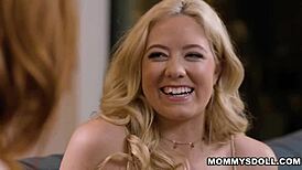 Inexperienced River Lynn explores lesbian tribbing with stepmom Sophia Locke