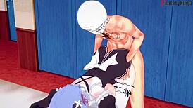 Rem engages in hard fucking with big boobs maid from Re Zero in POV 3D fantasy