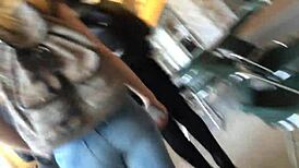 hidden camera catches candid ass voyeur moment in public