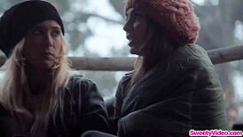 Brunette Chick Eats Blonde BFF's Pussy With Oral Licking