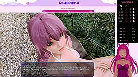 Lewdneko streams hentai fighting game with harem choices and BDSM Simulator selection
