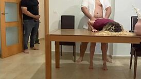 Blonde Girlfriend Meets Boss For Meeting But Ends Up Bent Over In Hard Doggystyle Fucking