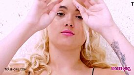 Super hot blonde teen gets massage from uncle on sofa, leading to anal and swallow