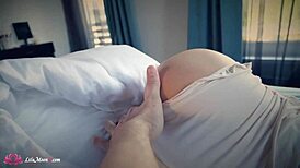 Babe gives blowjob and gets pussy fucked after waking up, ending in creampie.