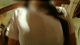 asian cowgirl with big assets rides hard