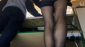 sexy chick caught upskirted at work in tight skirt showing ass