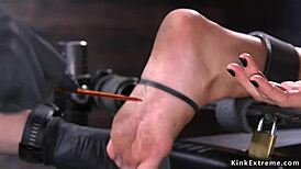 Huge tits redhead slave gets spanked hard in bondage