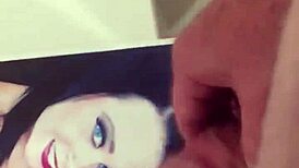 I made a cum tribute for my friend, shooting loads all over her picture in this masturbation session.