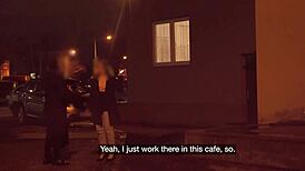 The waitress feels thrilled getting roughly fucked cowgirl and bent over in van with big tits cumshot