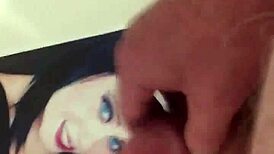 I made a cum tribute for my friend, shooting loads all over her picture in this masturbation session.