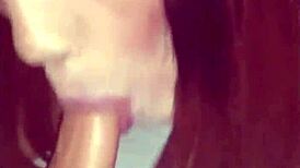 Wanessa silva142 sucks a young guy, tastes his cum, and swallows it all.