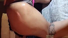 we take turns fucking his old wife in this voyeur cuckold scene with banana and oil 😏