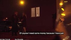 The waitress feels thrilled getting roughly fucked cowgirl and bent over in van with big tits cumshot