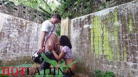 I fucked my brunette girlfriend doggystyle in an abandoned house on Halloween