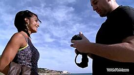 omg, superhot busty sexbomb gets pounded hard on beach with stranger, wow! 😍