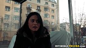 A European beauty enjoys giving head and swallowing in public