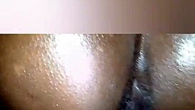 Amateur ebony hand technique ending with a great sensual position