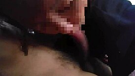 The mature woman passionately sucked my cock deep, making it throb with intense pleasure and desire.