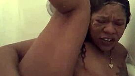 playing with dildo in shower