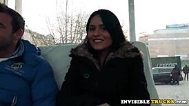 A European beauty enjoys giving head and swallowing in public