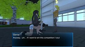 A Femdom university girl punishment in 3D game