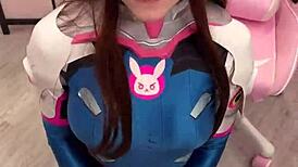 Tiktoker Girl Cosplays D.Va And Sucks Dick To Facial