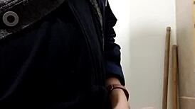 Masturbating again with huge monster cock for skinny waist cumshot