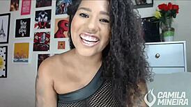 Young Latina Loves Double Penetration in Pussy and Ass, Cumming with New Toys Live on Red