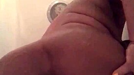 playing with dildo in shower