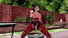 Big ass and tits in 3D hentai get handjob to explosive orgasm!